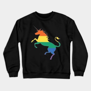 Scottish Rainbow Pride Flag Rearing Unicorn Silhouette Crewneck Sweatshirt